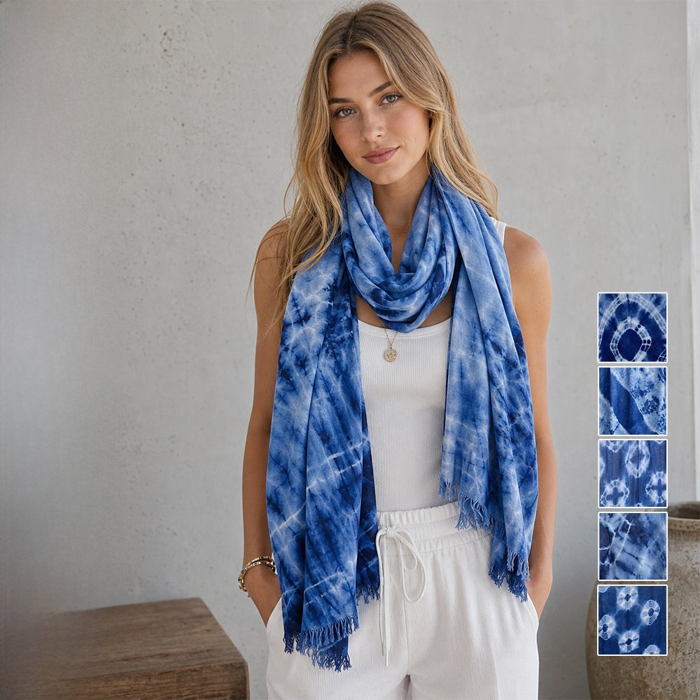 Bufanda De Rayón Con Estampado Tie-dye, Un Accesorio Ligero Y Elegante, Perfecto Para Cualquier Época Del Año.