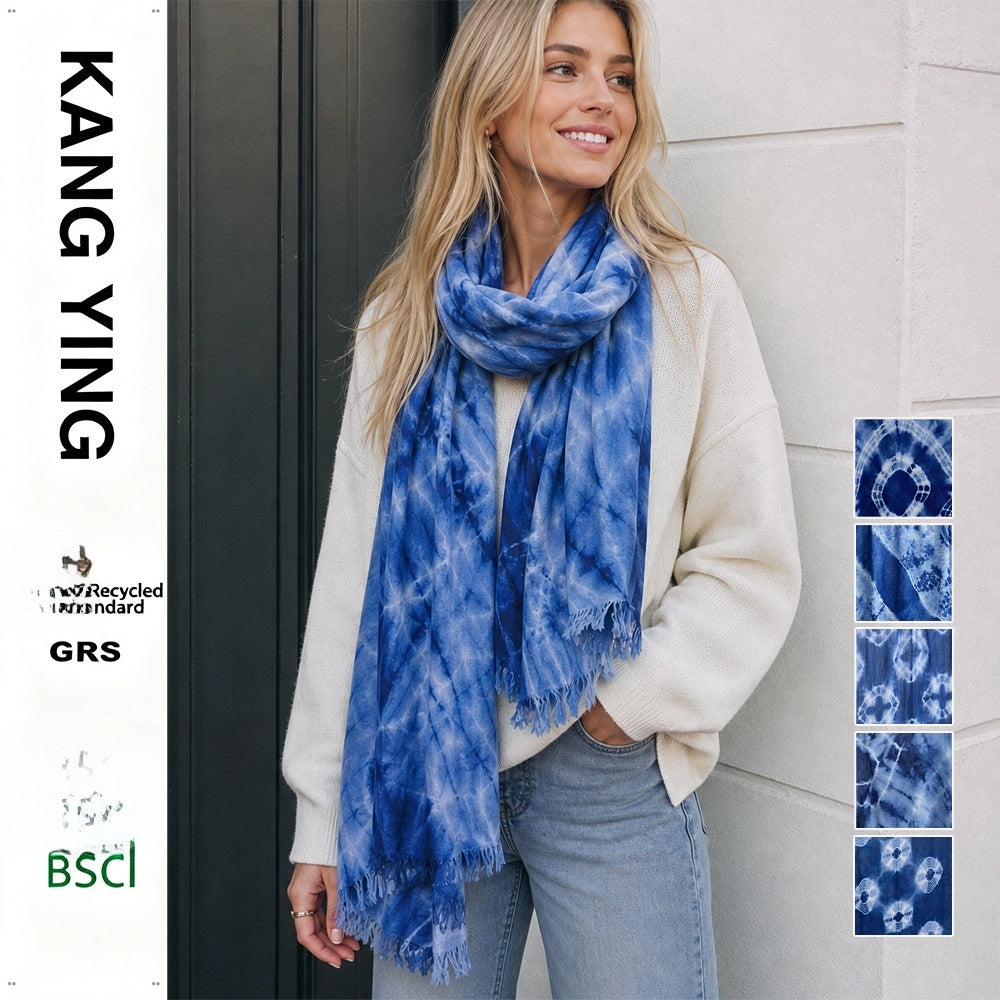 Bufanda De Rayón Con Estampado Tie-dye, Un Accesorio Ligero Y Elegante, Perfecto Para Cualquier Época Del Año.