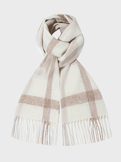 Contrast Color Keep Warm Tasseled Shawl&Scarf
