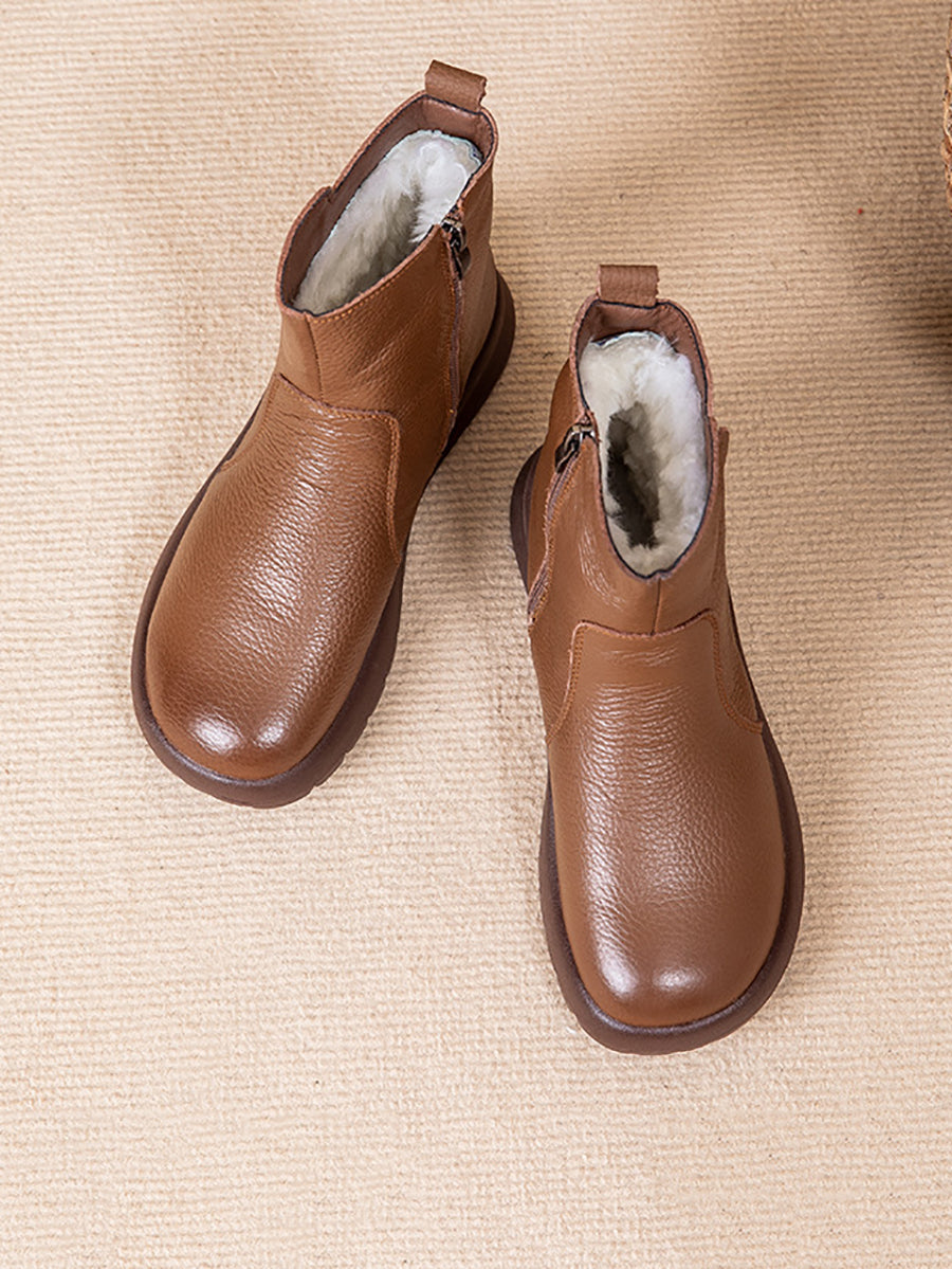 Women Vintage Genuine Leather Ankle Boots