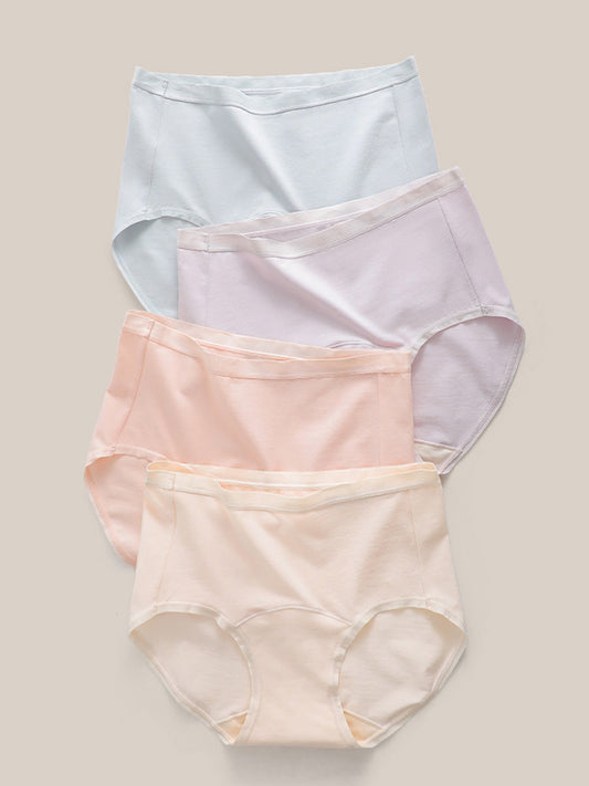 4 Pieces Summer Women Pure Color 100%Cotton Underwear