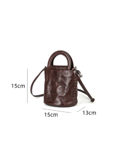 Vintage Leather Artistic Bucket Bag