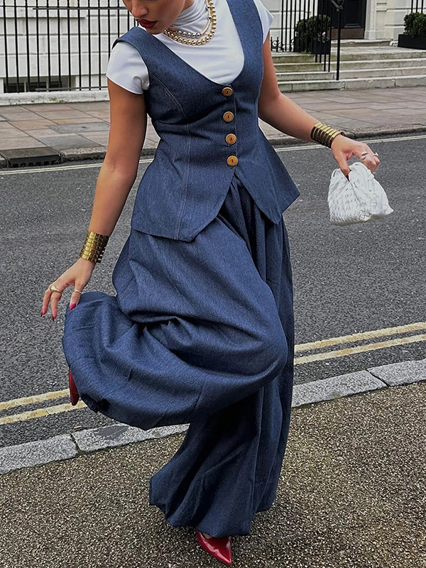 Harem Pants Loose Pleated Solid Color Jean Pants Bottoms