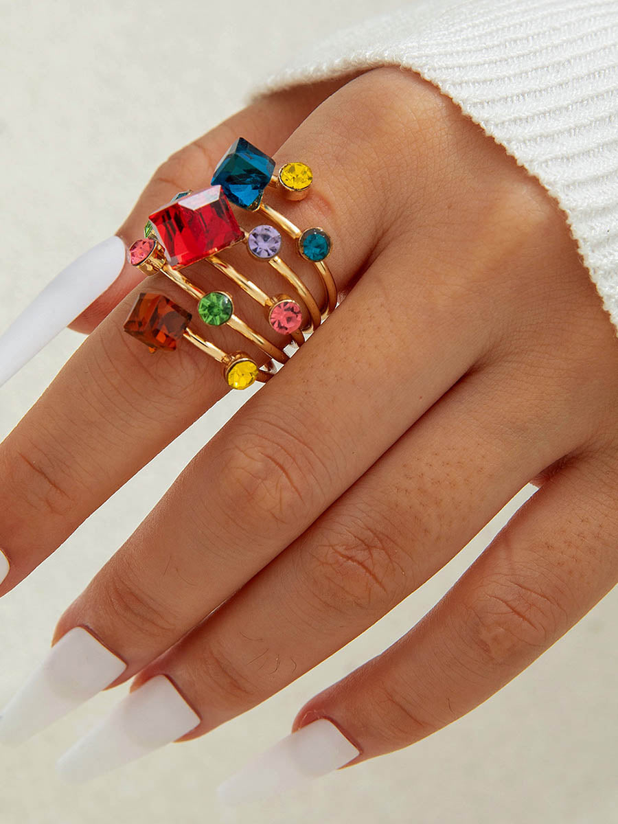 Geometric Rhine Stones Rings Accessories