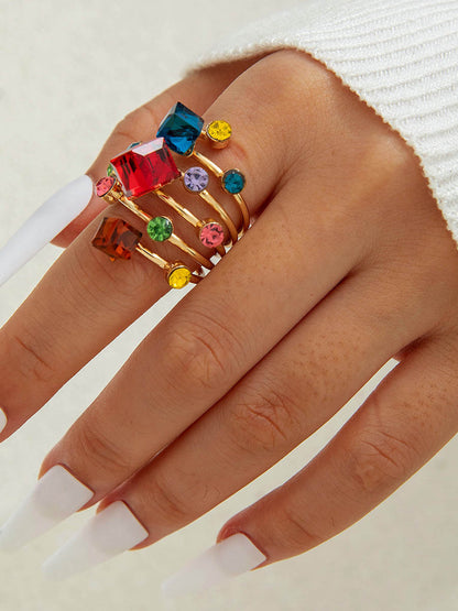 Geometric Rhine Stones Rings Accessories