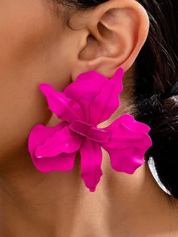 Flower Shape Solid Color Earrings Accessories