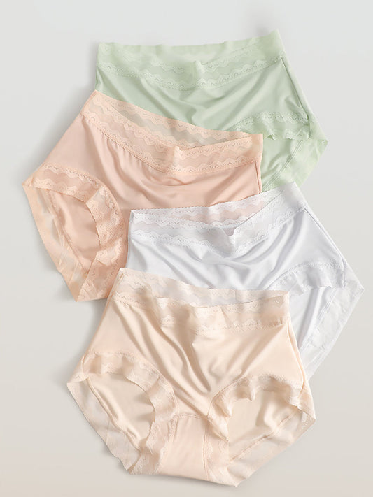 4 Pieces Women Summer Thin High Waist Underwear
