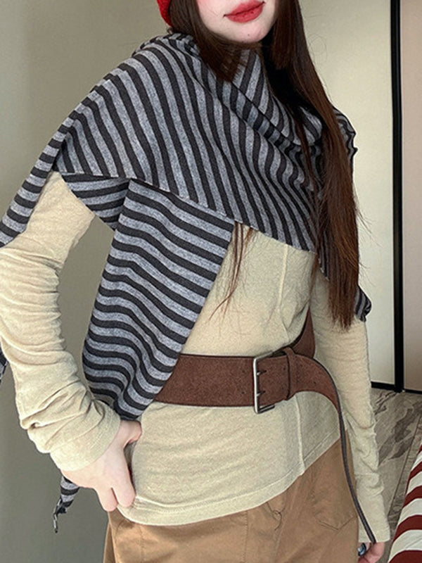 Contrast Color Keep Warm Striped Shawl&Scarf