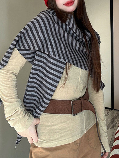 Contrast Color Keep Warm Striped Shawl&Scarf