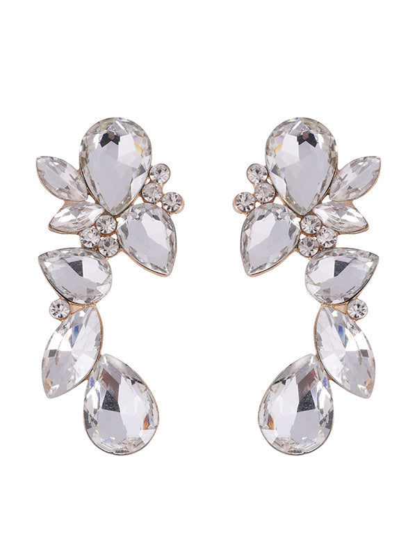 Geometric Rhine Stones Drop Earrings