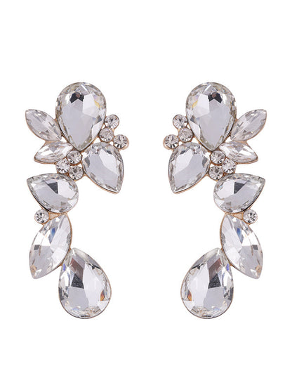 Geometric Rhine Stones Drop Earrings