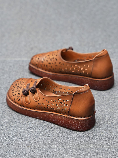 Women Summer Ethnic Hollow Out Low Heel Shoes