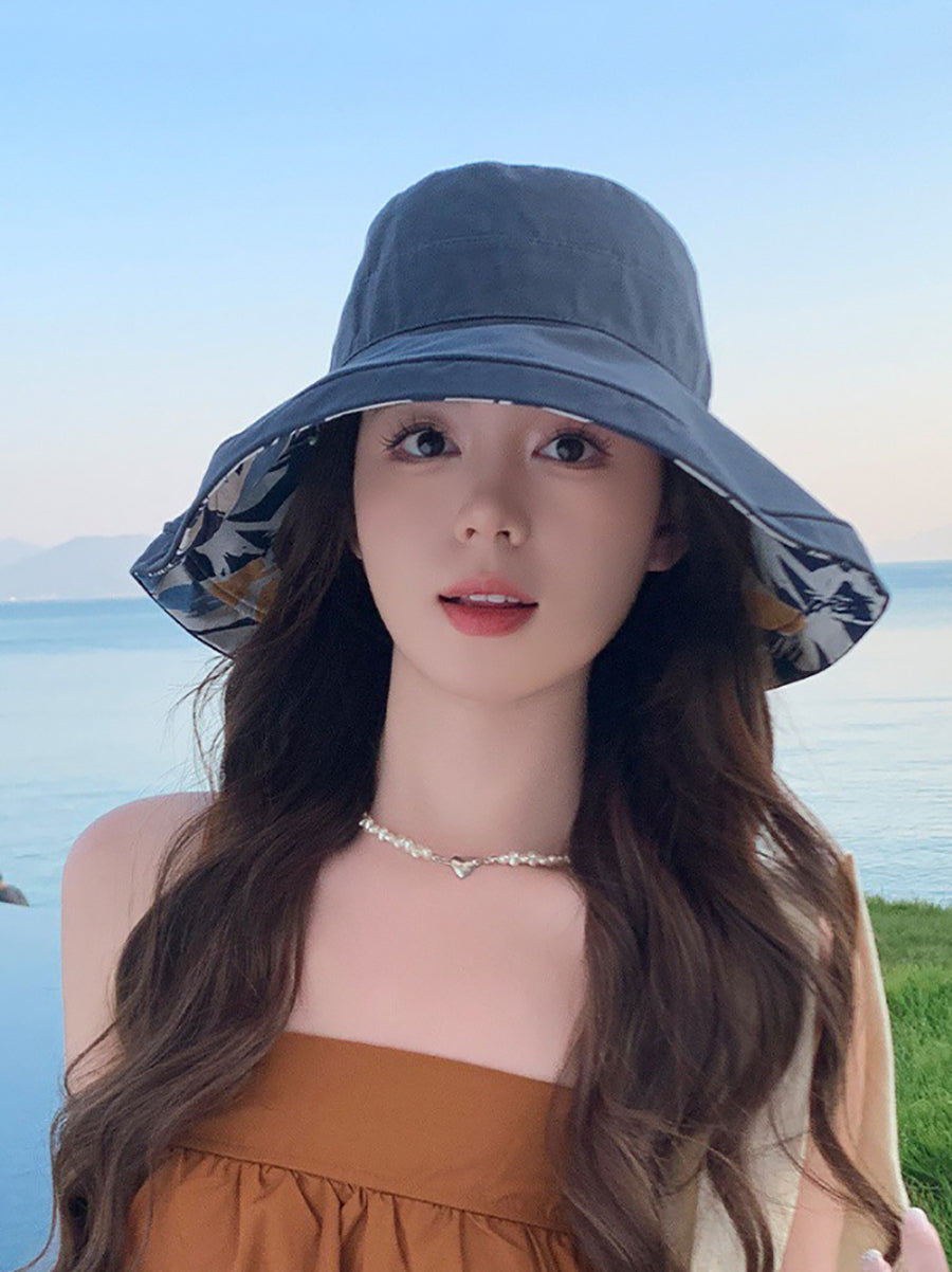 Women Summer Flower Dual-side Wearing Sunproof Hat