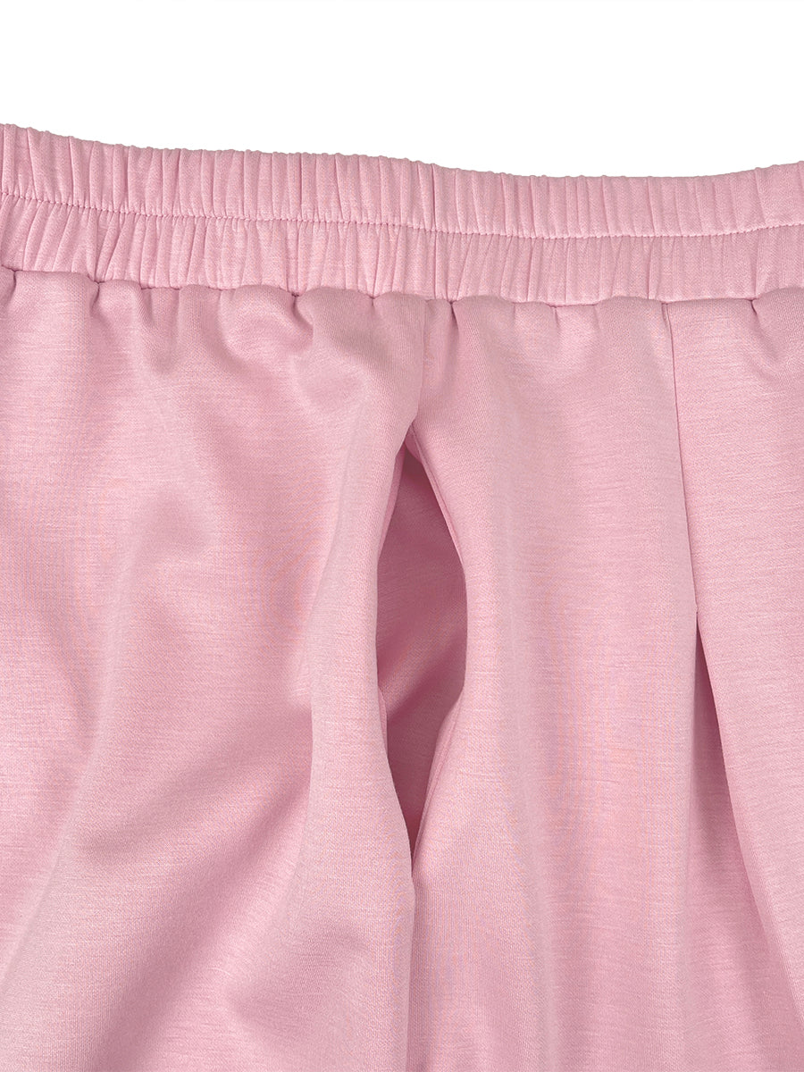 Cropped High Waisted Pleated Pockets Solid Color Pants Trousers