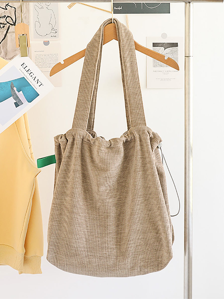 Casual Pure Color Corduroy Shoulder Bag