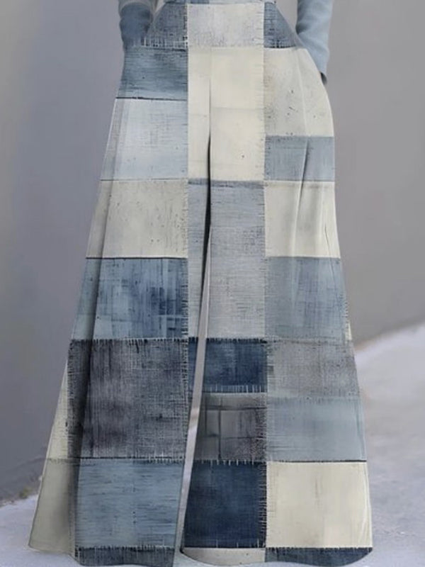 Long Sleeves Loose Printed V-Neck Jumpsuits