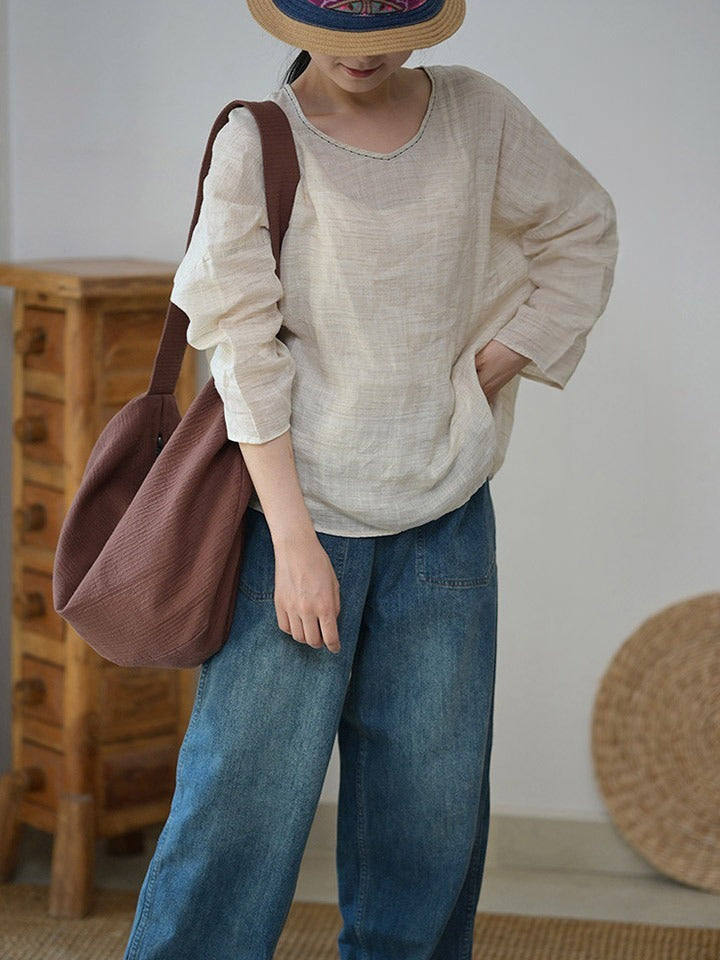 Retro Artistic Large Capacity Crossbody Bag
