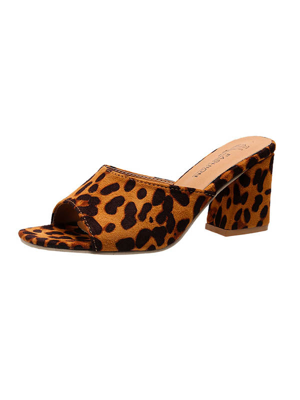 Leopard Open Toe Pumps Sandals Slippers
