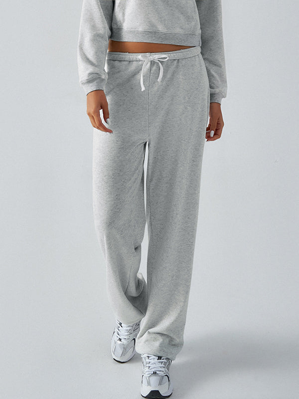 Loose Drawstring Solid Color Pants Trousers