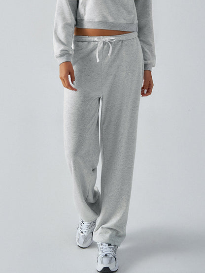 Loose Drawstring Solid Color Pants Trousers
