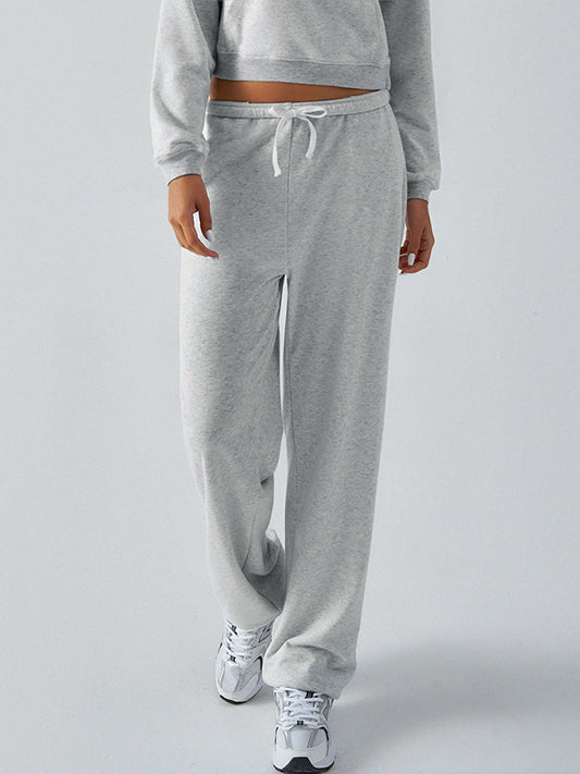 Loose Drawstring Solid Color Pants Trousers