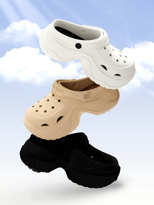 Hollow Round Cut Crocs Platform Shoes Sandals