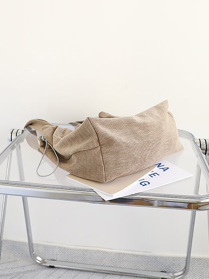 Casual Pure Color Corduroy Shoulder Bag