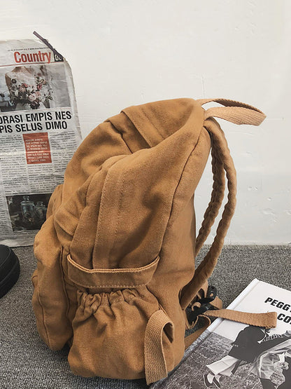 Women Casual Pure Color Canvas Backpack