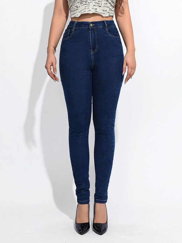 Skinny Leg High-Waisted Split-Joint Jean Pants Bottoms