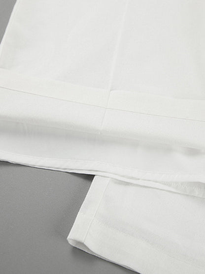 Elasticated Waist High Waisted Pleated Solid Color Split-Joint Pants