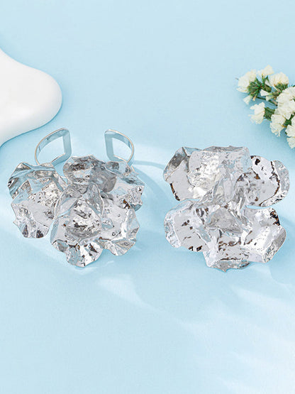 Flower Shape Geometric Shiny Bracelet + Rings Accessories