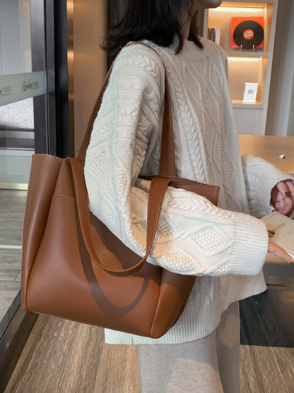 Solid Color Split-Joint Bags Shoulder Bags Tote Bags