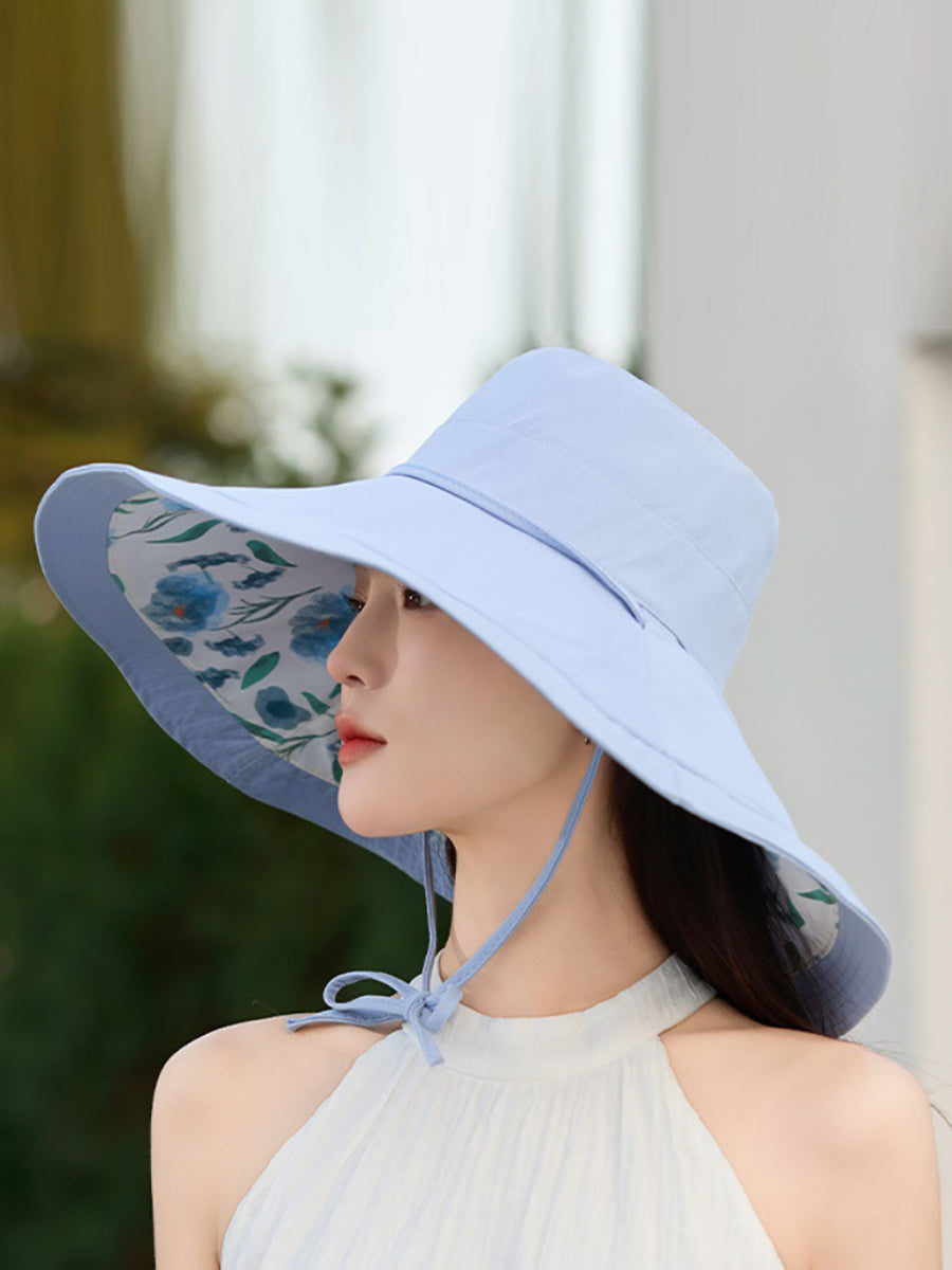 Women Summer Flower Dual-side Wearing Sunproof Hat