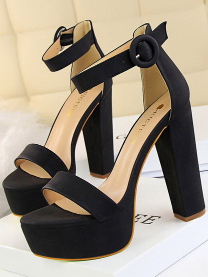 Buckle Peep-Toe Split-Joint Pumps Sandals