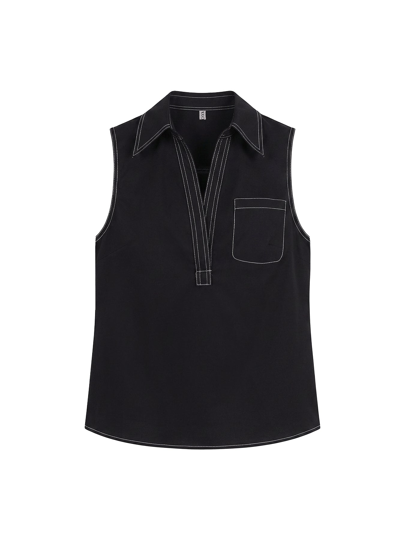 Loose Sleeveless Line Solid Color Lapel Vest Top