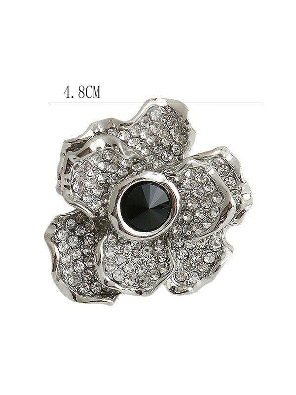 Flower Shape Geometric Rhine Stones Rings Accessories