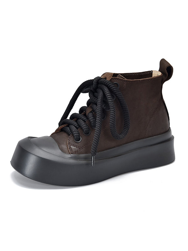 Cow Leather Tied Boots