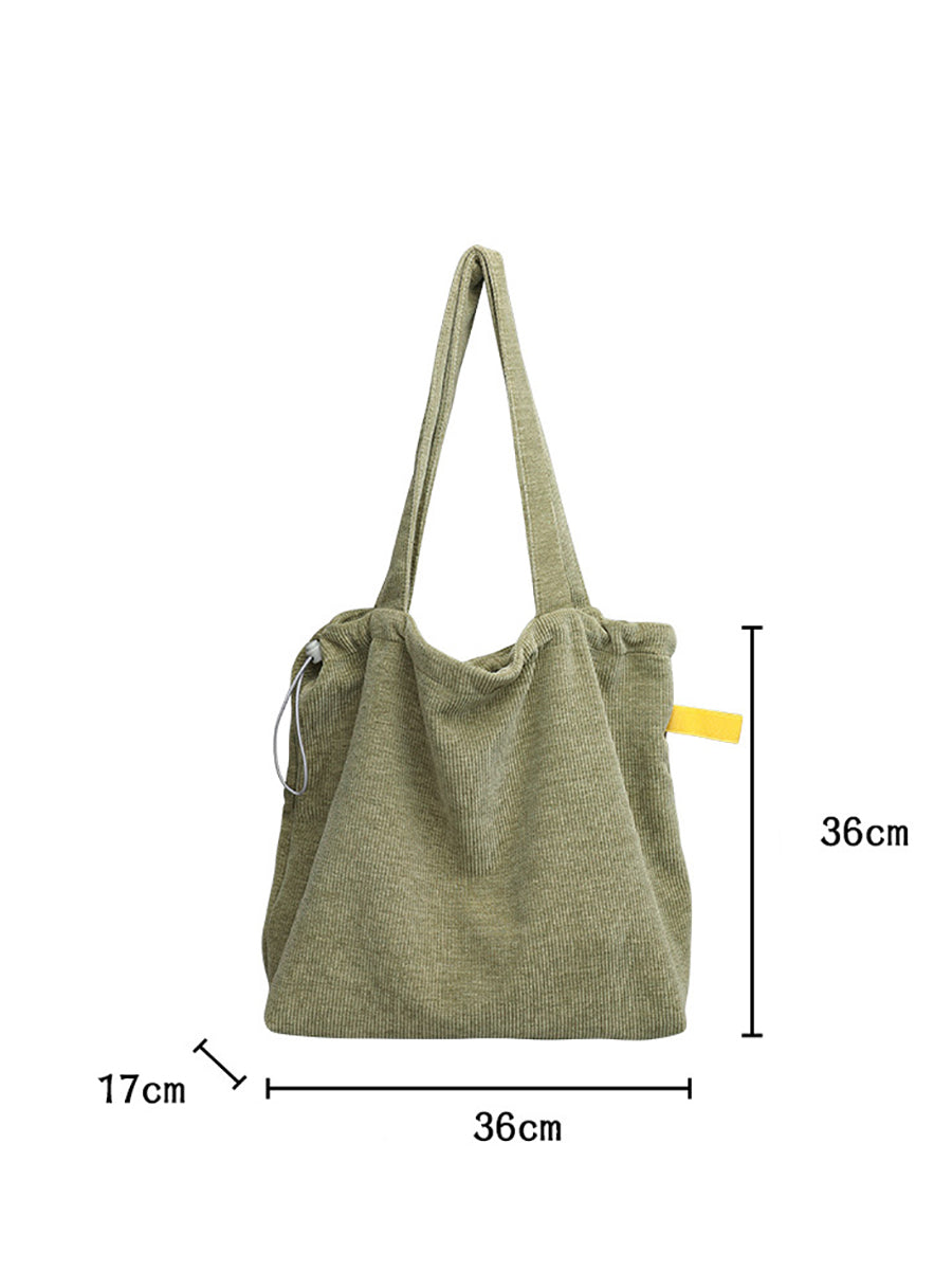 Casual Pure Color Corduroy Shoulder Bag