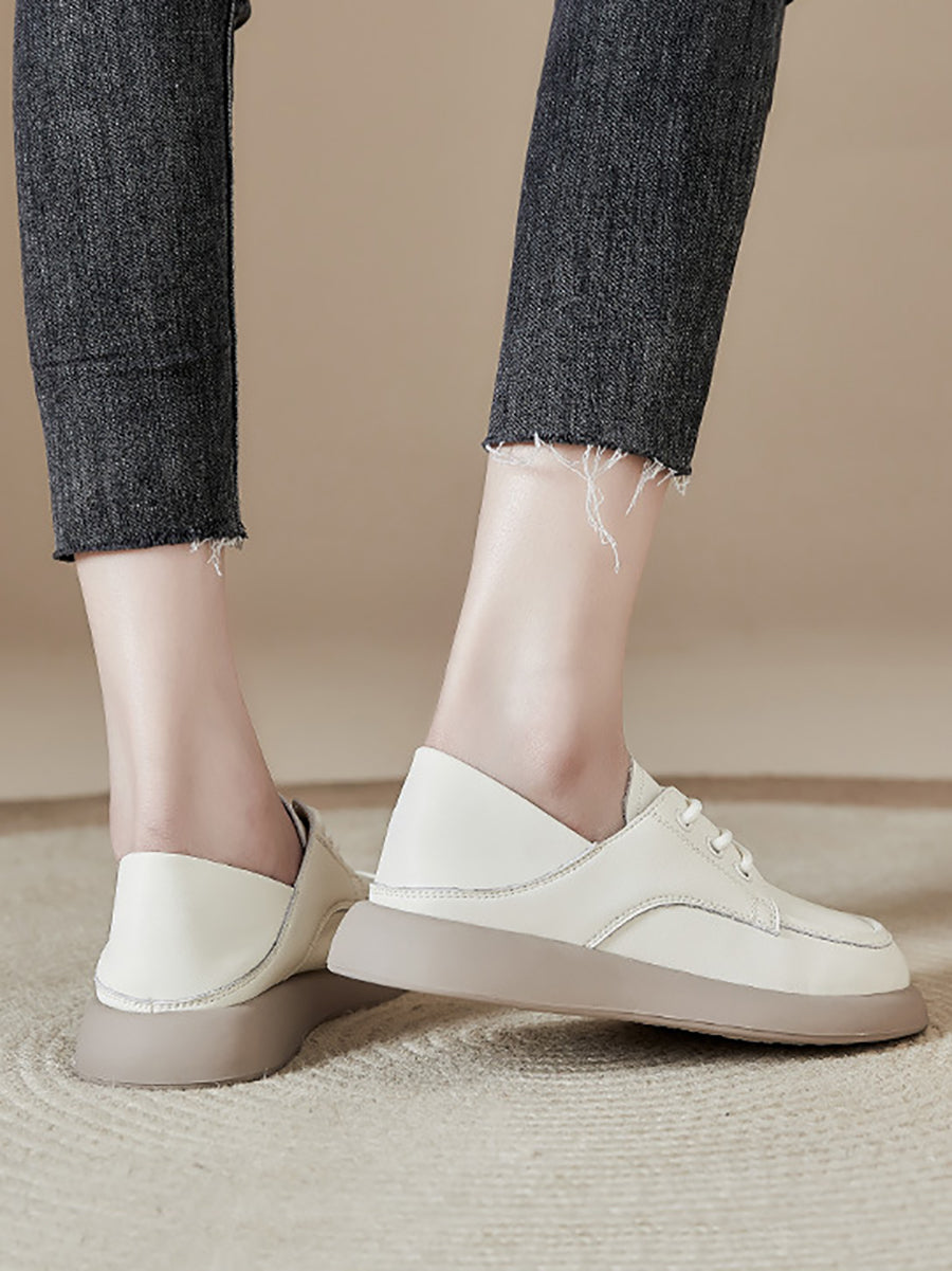 Women Casual Genuine Leather Low Heel Loafer Shoes