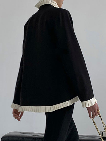 Urban Long Sleeves Color-Block Falbala Jackets