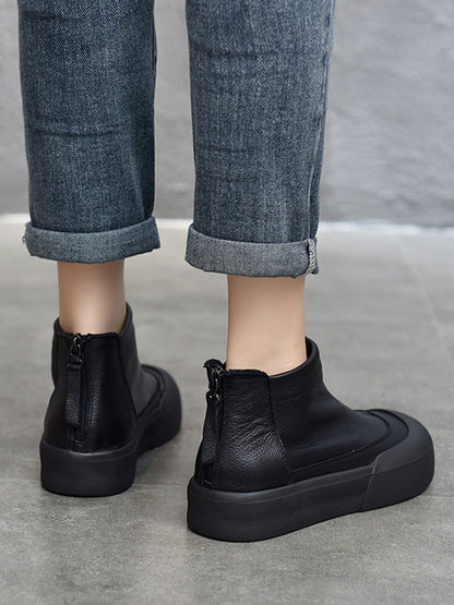 Round-Toe Zipper Boots
