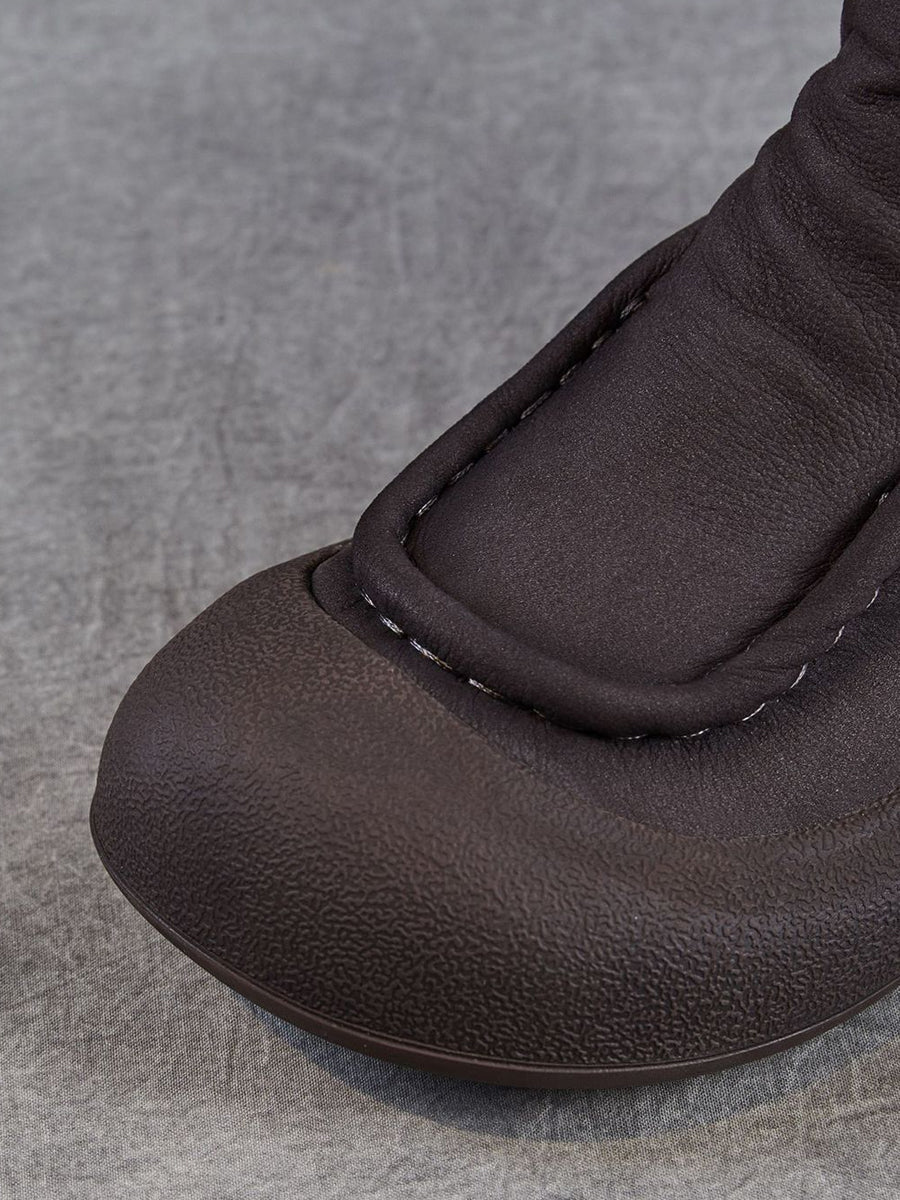 Women Retro Genuine Leather Spliced Ankle Boots