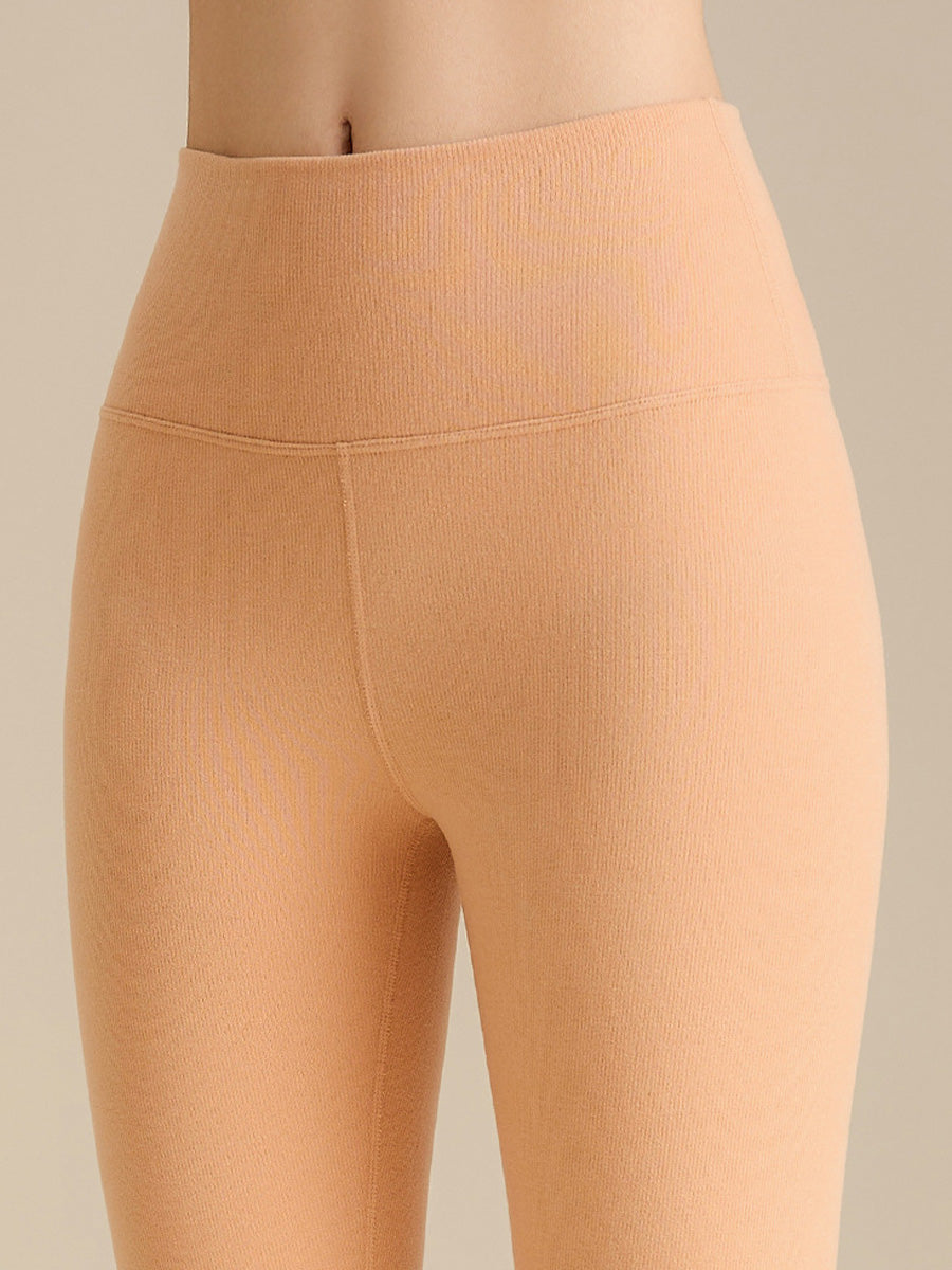 Women Autumn Warm Pure Color High Waist Leggings
