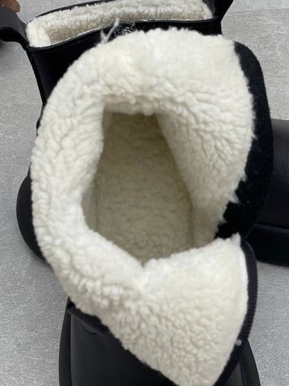 Women Vintage Genuine Leather Fleece-lined Platform Boots