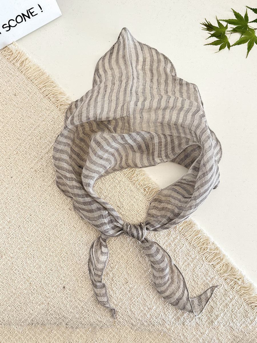 Women Summer Stripe Plaid Soft Triangle Scarf