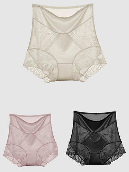 3 Pieces Women Summer Lace High Waist Underwear
