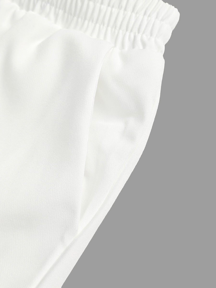 Wide Leg Solid Color Tasseled Pants Trousers
