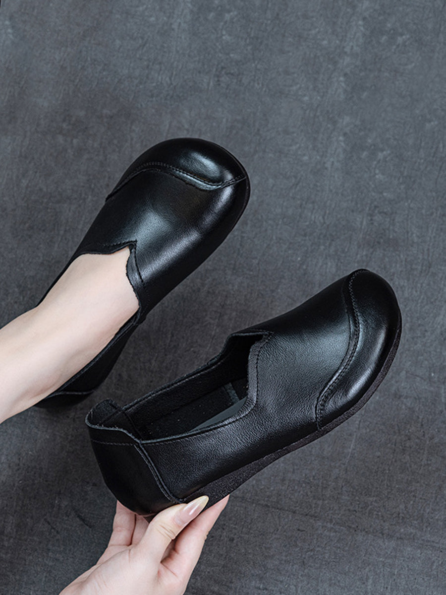 Women Autumn Vintage Genuine Leather Flat Shoes