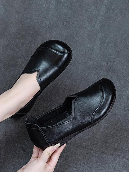 Women Autumn Vintage Genuine Leather Flat Shoes