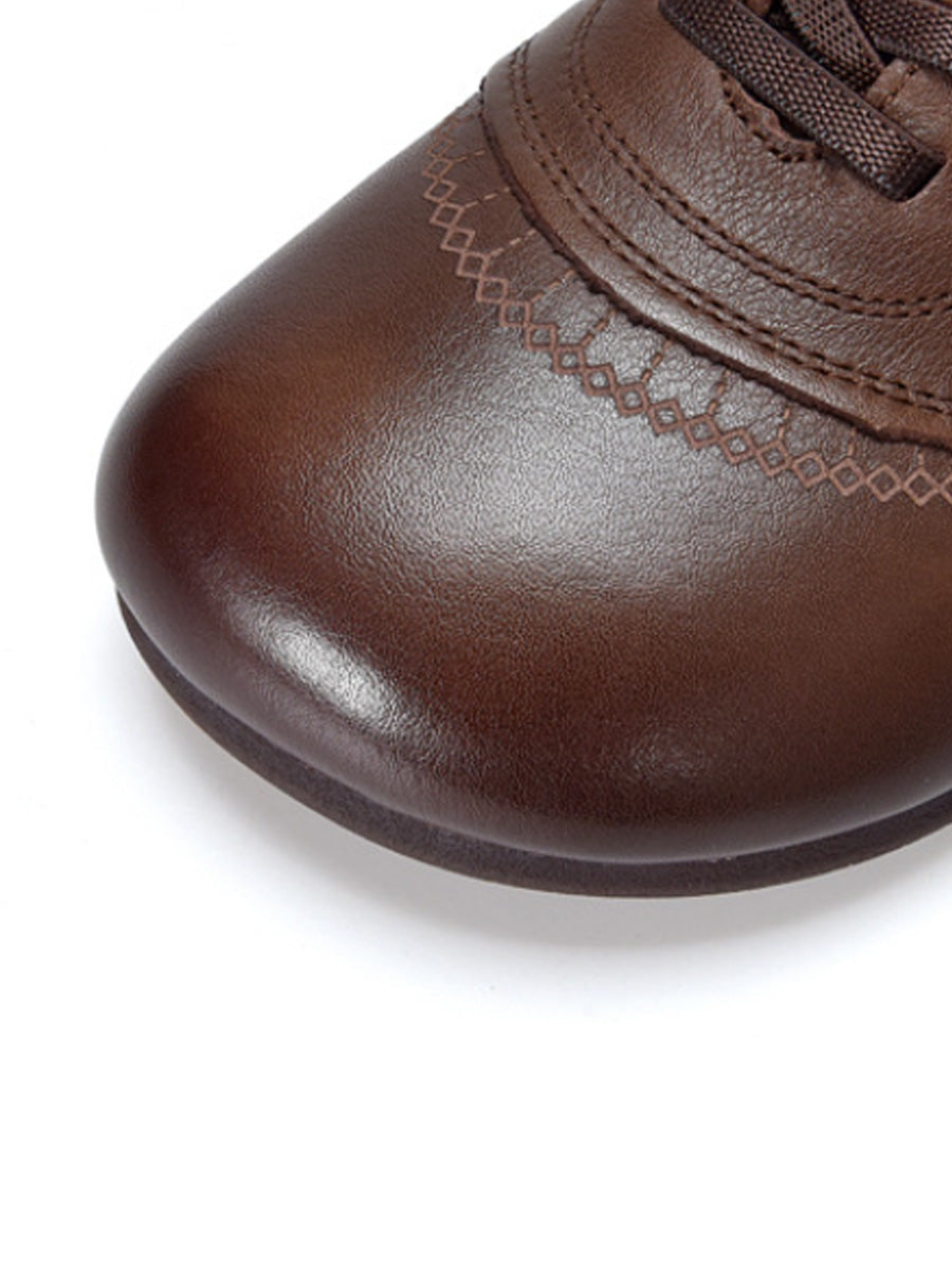 Women Autumn Genuine Leather Low Heel Shoes
